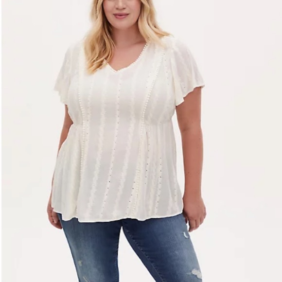NEW torrid eyelet embroidered blouse - Picture 2 of 13
